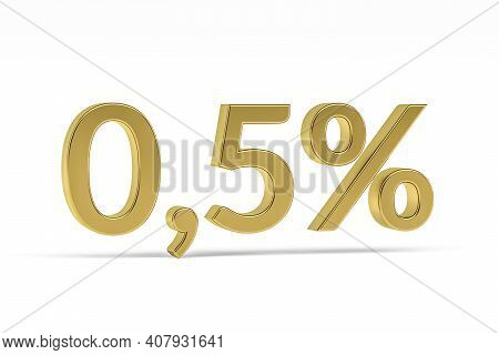 Gold Digit Zero Point Five With Percent Sign - 0,5% Isolated On White - 3d Render