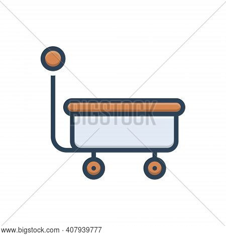 Color Illustration Icon For Wagon Caravan Cart Carriage Trolley Mine Bogie Mine-trolley