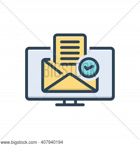 Color Illustration Icon For Approve Approbate Accept Agree-to-receive Confirm Online Message Certify