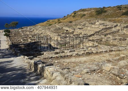 Kamiros, Rhodes / Greece - June 23, 2014: Ancient Kamiros Ruins Area, Rhodes, Dodecanese Islands, Gr