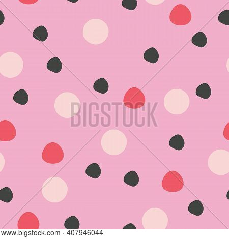 Big Polka Dots On Pink Background Vector Pattern