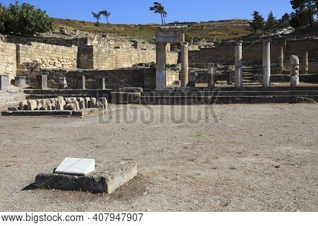 Kamiros, Rhodes / Greece - June 23, 2014: Ancient Kamiros Ruins Area, Rhodes, Dodecanese Islands, Gr