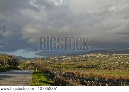 Panoramic View Of Guardia Sanframondi, A Medieval Village In The Province Of Benevento, Italy
