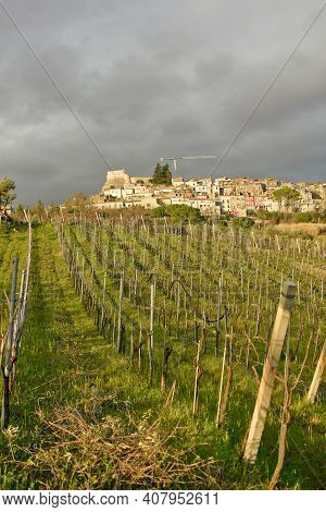 Panoramic View Of Guardia Sanframondi, A Medieval Village In The Province Of Benevento, Italy