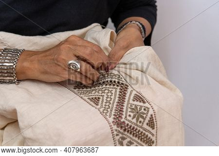 An Embroiderer Makes Needle Lace - A National Tradition In Cyprus