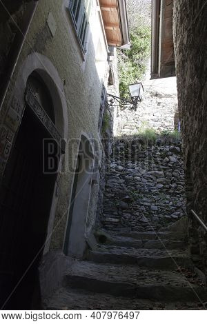 Triora (im), Italy - February 15, 2017: An Old House In The Witches Village Of Triora, Imperia, Ligu