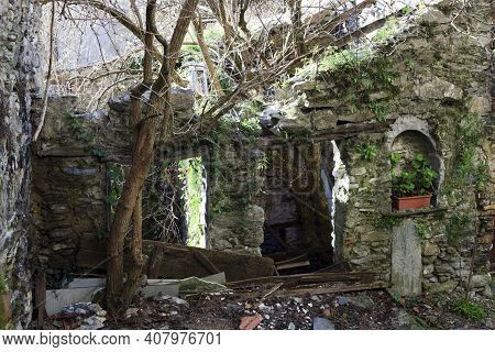 Triora (im), Italy - February 15, 2017: An Old House In The Witches Village Of Triora, Imperia, Ligu