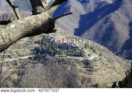 Triora (im), Italy - February 15, 2017: View From The Witches Village Of Triora, Imperia, Liguria, I