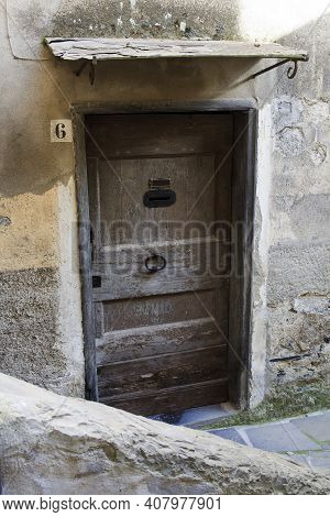 Triora (im), Italy - February 15, 2017: An Old Door In The Witches Village Of Triora, Imperia, Ligur