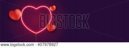 Neon Heart Sign And Heart Shape. Heart Of A Red Glow. Vector Illustration.