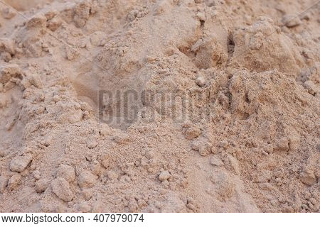 Pile Of Sand In Construction Site For Background.