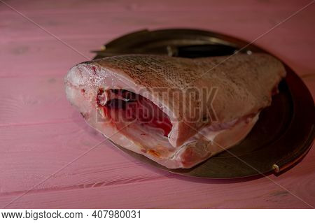 Fathead Minnow Fish Fresh. Fresh Fathead Fish. Piece Of Raw Fish
