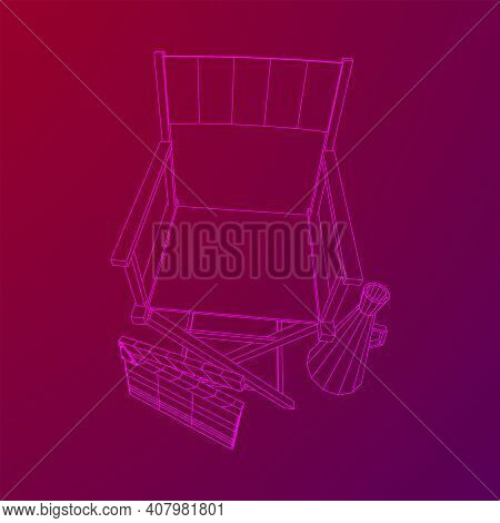 Director Movie Workplace Chair. Wireframe Low Poly Mesh Vector Illustration