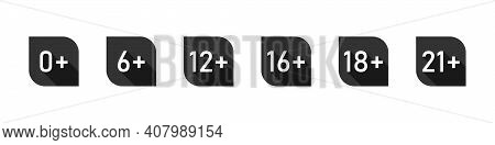 Set Of Age Restriction Icons. Age Limit. Age Restrictions For Web Design. Vector Illustration