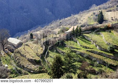 Triora (im), Italy - February 15, 2017: View From The Witches Village Of Triora, Imperia, Liguria, I