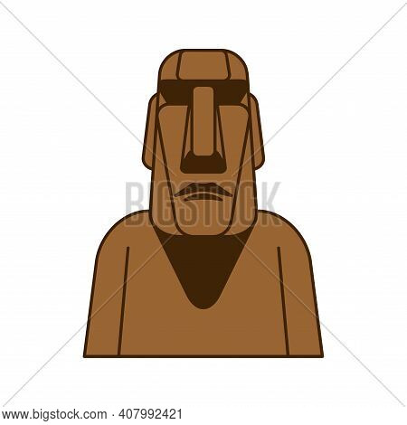 Easter Island Idol Isolated. Moai Ancient Statues. Vector Illustration