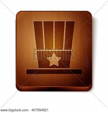Brown Patriotic American Top Hat Icon Isolated On White Background. Uncle Sam Hat. American Hat Inde