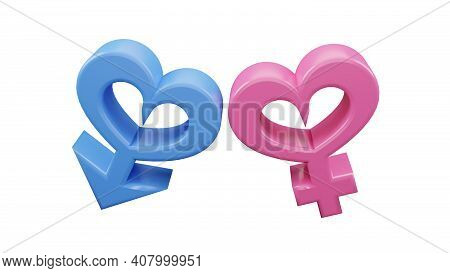 3d Of Gender Icon Man And Woman. Sex Symbol. Gender Icon Male And Female Symbol. Gender Symbol Pink 