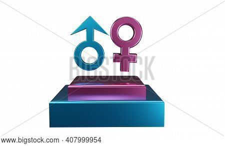 3d Of Gender Icon Man And Woman. Sex Symbol. Gender Icon Male And Female Symbol. Gender Symbol Pink 
