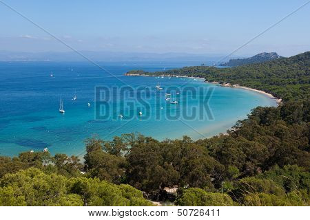 Beautiful Bay Of Porquerolles Island In France