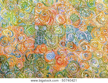 Orange And Green Handmade Abstract Background
