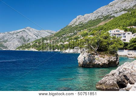 Croatian beach at a sunny day, Brela, Croatia