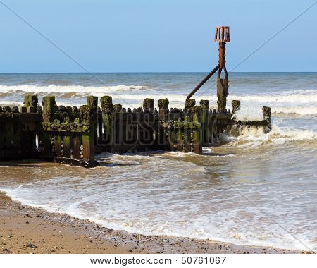 Groynes At Mundesley Norfolk England