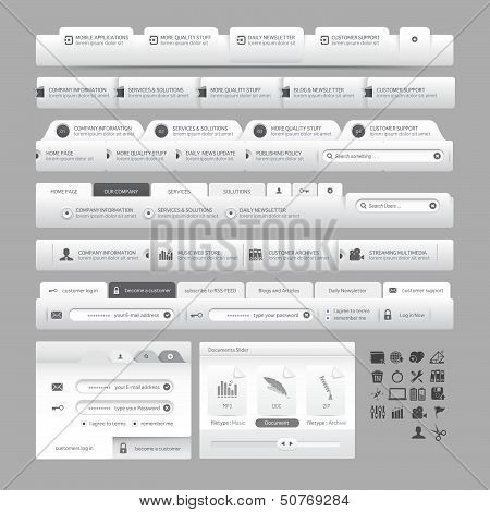 Website template design menu navigation elements