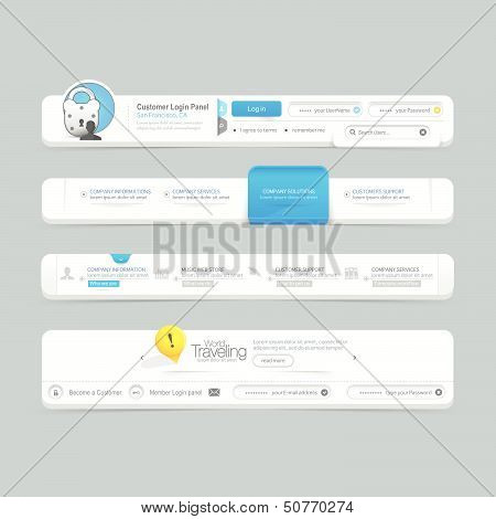 Website template design menu navigation elements with icon set