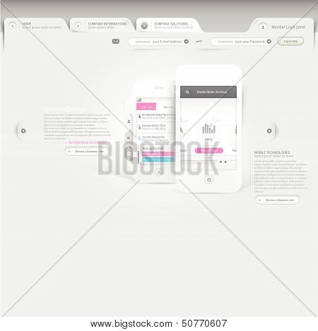 Website template with mobile phone advertisement