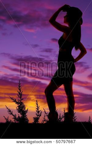 Cowgirl Stand Hat On Head Boots Standing