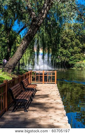 Riga Canal In Summertime, That Flows Through Bastion Park (bastejkalns). Latvia