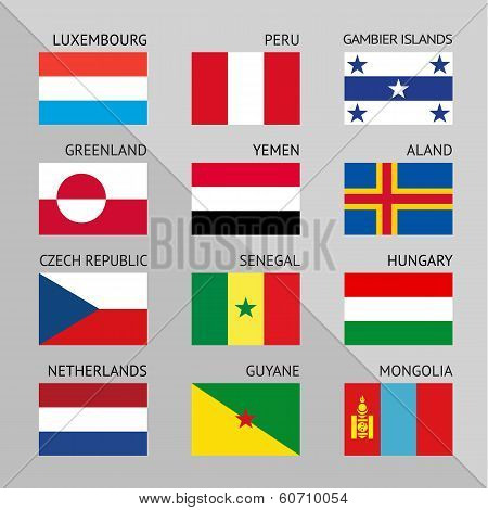 Flags of world, flat. Set number 04