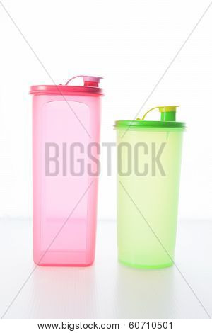 stack of plastic box package isolated on white background use for multipurpose