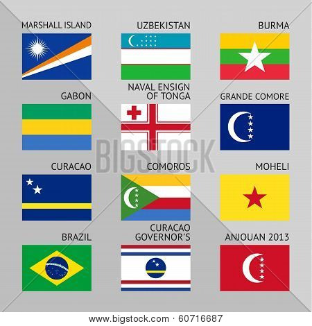 Flags of world, flat. Set number 11