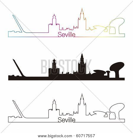 Seville Skyline Linear Style With Rainbow