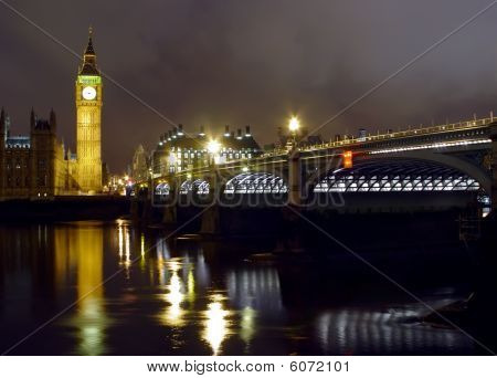 Big Ben And Westminster Bridge At Night