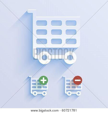 Shop basket paper icon