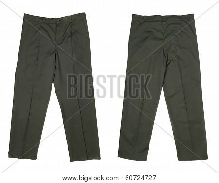 Working pants green color.