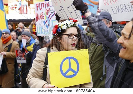Young lady wearing vinok, Ukranian flower garland