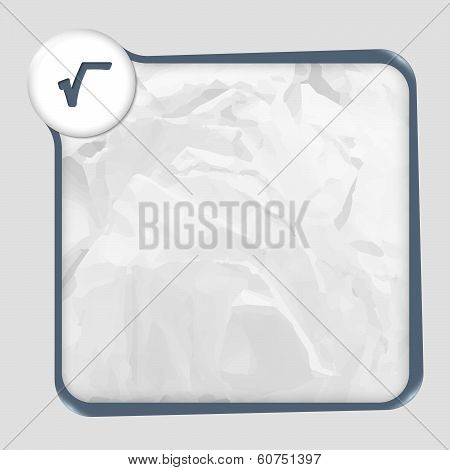 Text Box With Texture Of Paper And Radix Sign