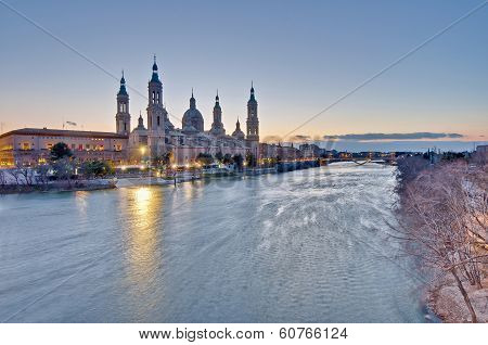 Our Lady Of The Pillar Basilica At Zaragoza, Spain