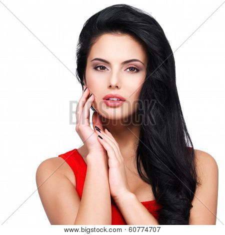 Portrait  Of  Young  Woman With Long Brown Hair.