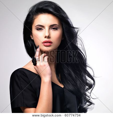 Portrait  Of An Young Woman With Long  Hair.