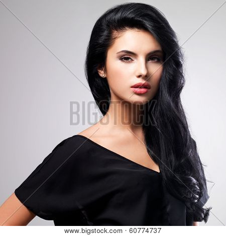 Portrait  Of An Young Woman With Long  Hair.