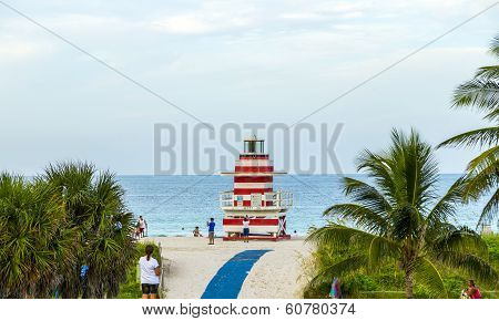 Lifeguards Outpost Tower In South Beach, Miami, Florida