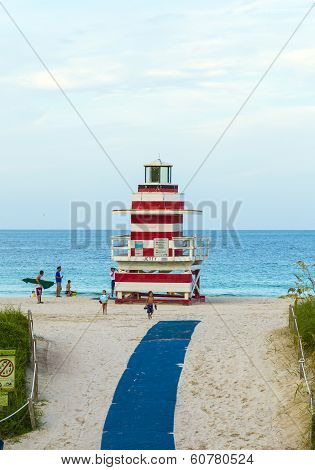 Lifeguards Outpost Tower In South Beach, Miami, Florida