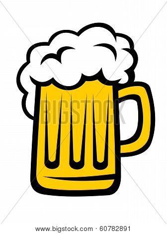 Pint of beer with a big head of froth