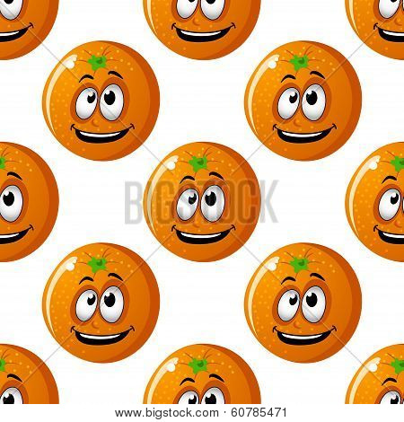 Seamless background pattern of cartoon oranges