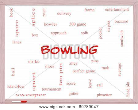 Bowling Word Cloud Concept On A Whiteboard